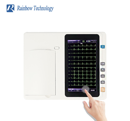 Moniteur ECG portable à 6 canaux, analyseur d'écran tactile, rechargeable, intégré à une batterie Li-ion