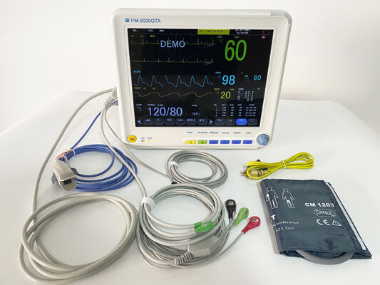 12Moniteur LCD couleur multifonctionnel de 1 pouce avec paramètres ECG/HR/RESP/SPO2/NIBP/Temp et monté sur porte-parapluie ou support murale
