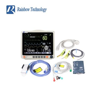 Moniteur patient multiparamétrique 12,1 pouces avec écran LCD TFT couleur haute résolution, analyse des arythmies et calcul ST
