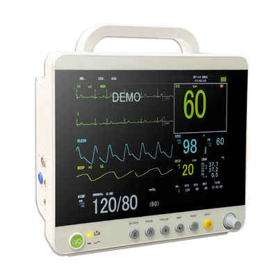 Moniteur portable multiparamètres pour patients certifié ISO avec affichage LCD couleur de 12,1 pouces et monté sur porte-bagages ou support murale