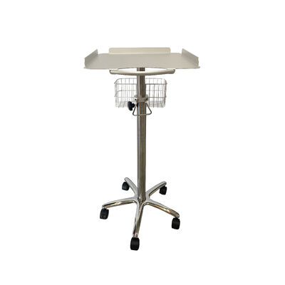Trolley/Chariot d'hôpital portable réglable en acier inoxydable et alliage d'aluminium, 5 roulettes, 1 étagère, design moderne pour machines ECG, clinique