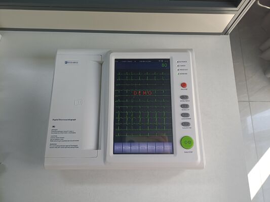Électrocardiographe 12 dérivations portable, moniteur ECG portable avec écran tactile couleur de 10,2 pouces et batterie intégrée