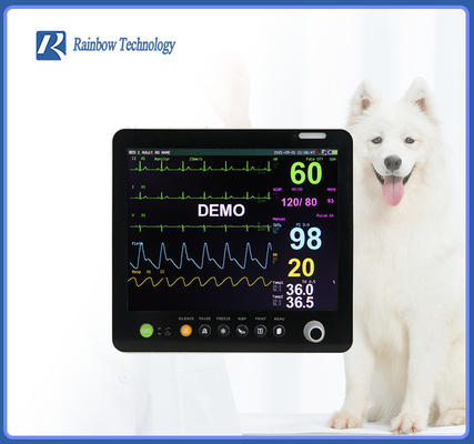 Moniteur patient de paramètres animaux portatifs du vétérinaire 6 15 pouces avec Etco2 facultatif