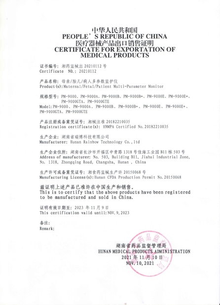 Chine Hunan Province Rainbow Technology Co., Ltd. Certifications